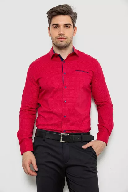 Сорочка чоловіча з принтом  -уцінка, колір червоний, 214R7094-1-U