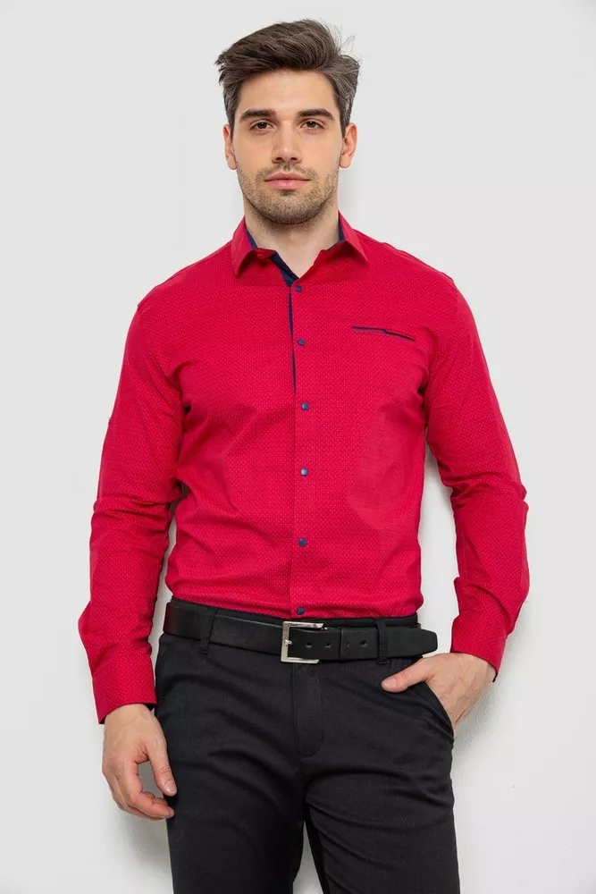 Купити Сорочка чоловіча з принтом  -уцінка, колір червоний, 214R7094-1-U - Фото №1