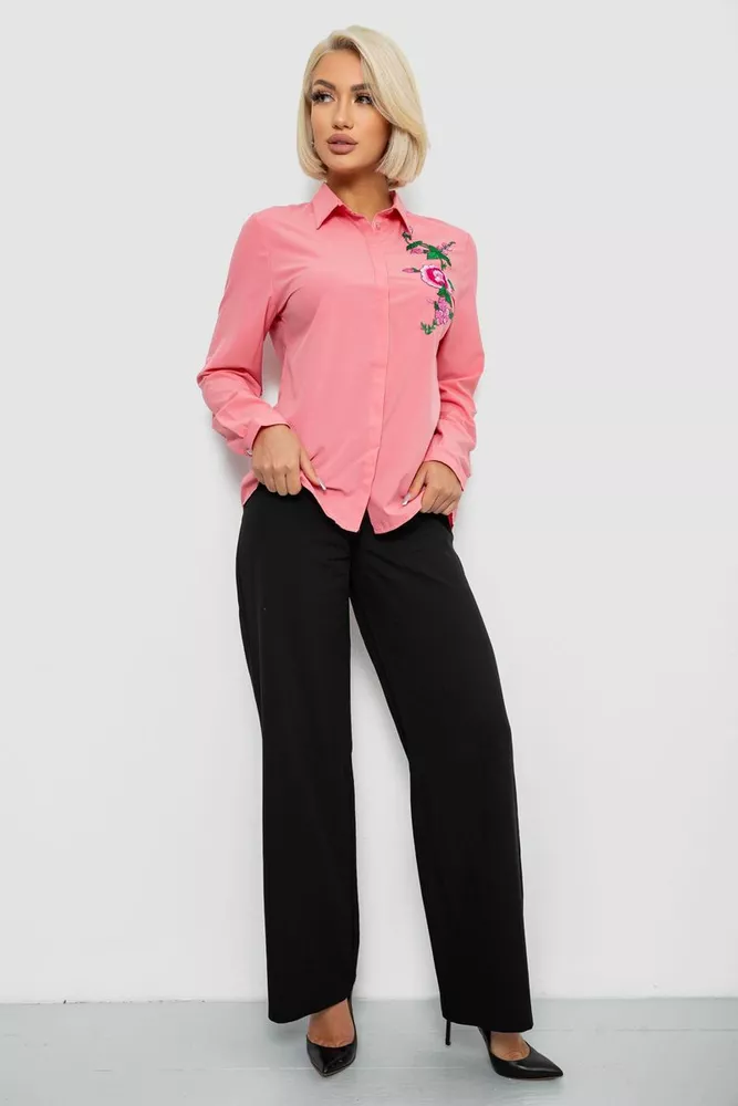 Купить Рубашка женская классическая с аппликацией, цвет розовый, 230R014-1 - Фото №2