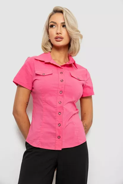 Рубашка женская однотонная, цвет розовый, 230R068-11