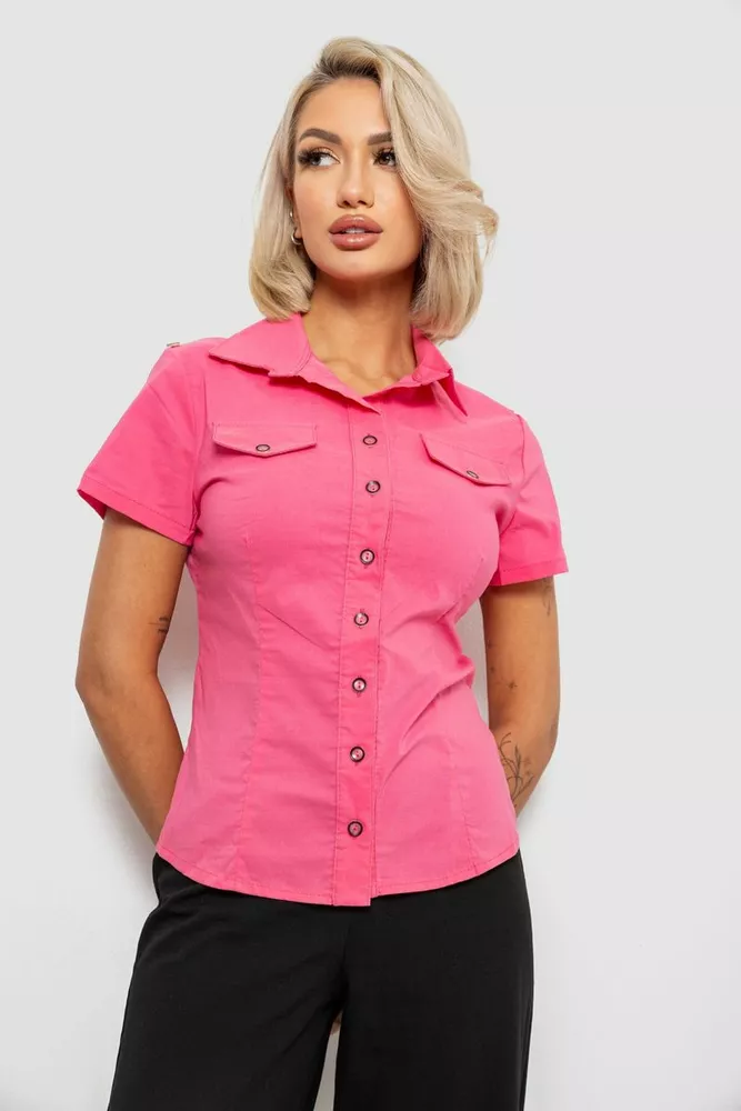 Купити Сорочка жіноча однотонна, колір рожевий, 230R068-11 - Фото №1