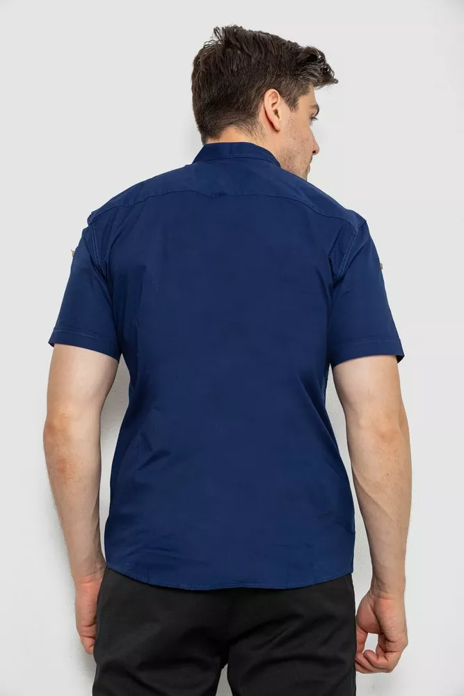 Купить Рубашка мужская однотонная  -уценка, цвет синий, 214R7346-U-2 - Фото №4