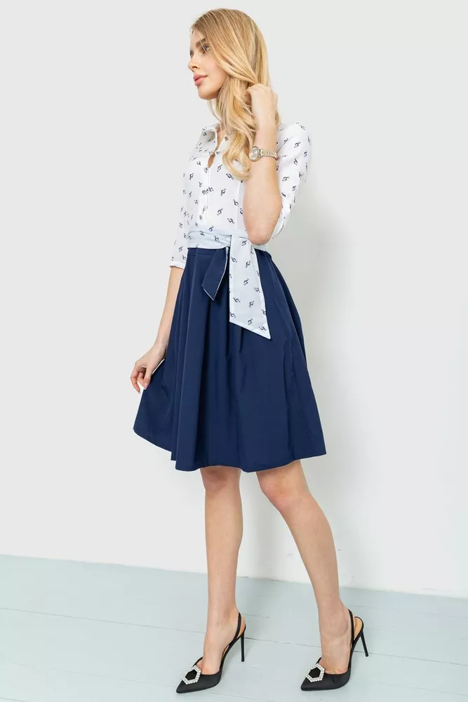 Купить Платье софт с принтом, цвет сине-молочный, 230R79-1 оптом - Фото №3