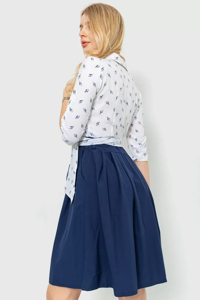 Купить Платье софт с принтом, цвет сине-молочный, 230R79-1 оптом - Фото №4