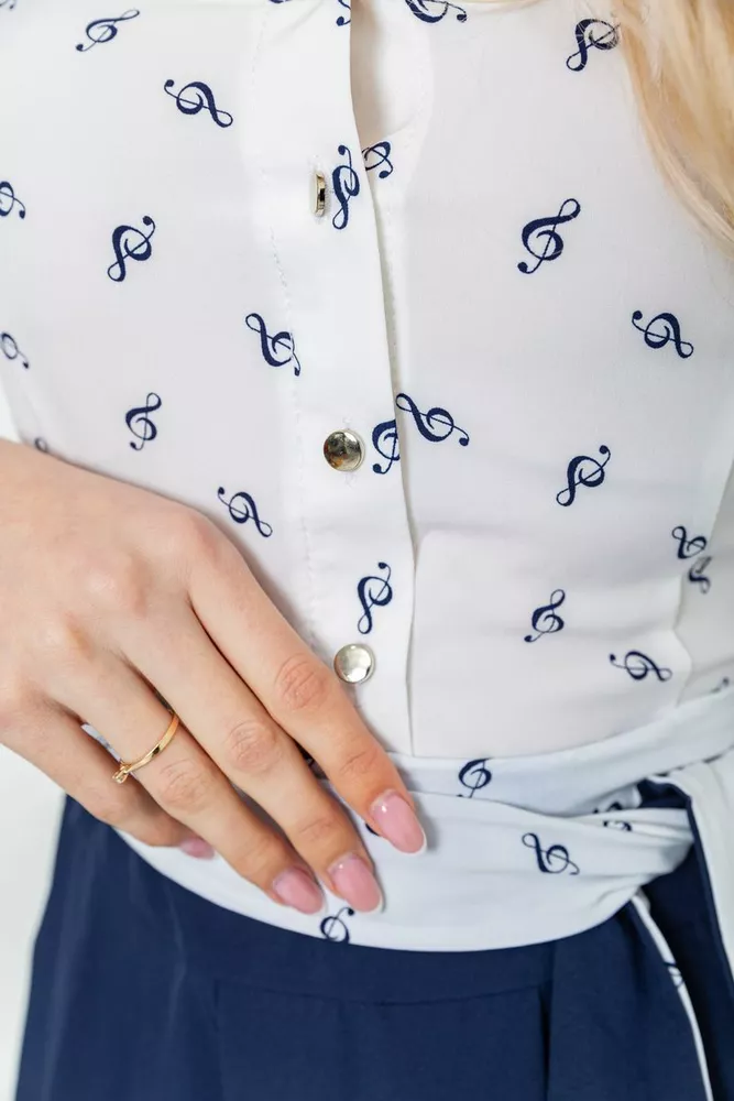 Купить Платье софт с принтом, цвет сине-молочный, 230R79-1 оптом - Фото №5