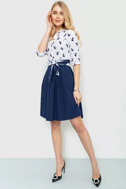 Платье софт с принтом, цвет сине-белый, 230R79-1