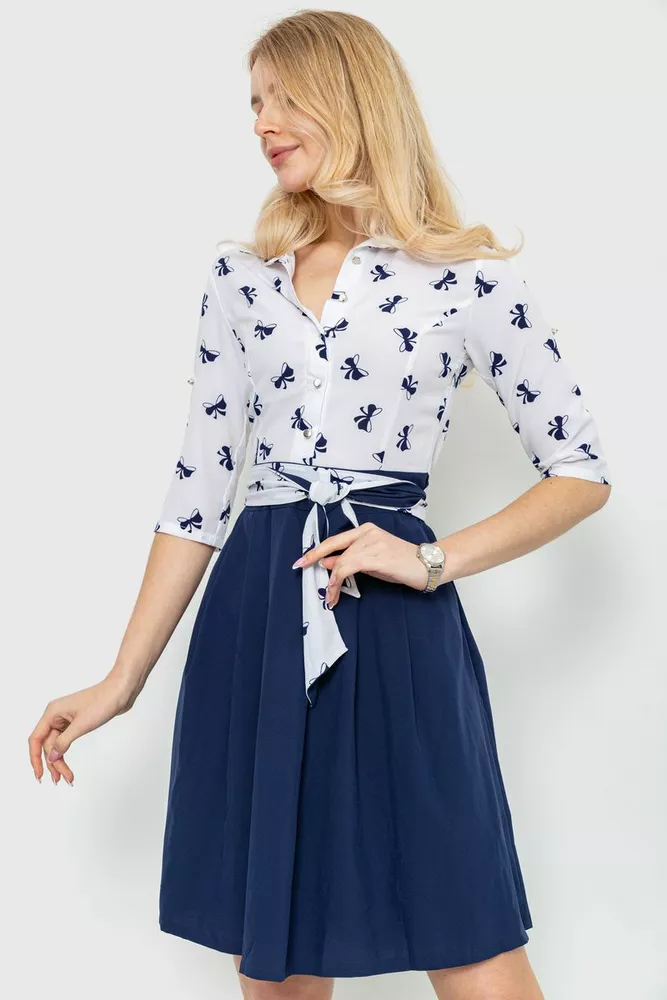 Купить Платье софт с принтом, цвет сине-белый, 230R79-1 - Фото №2