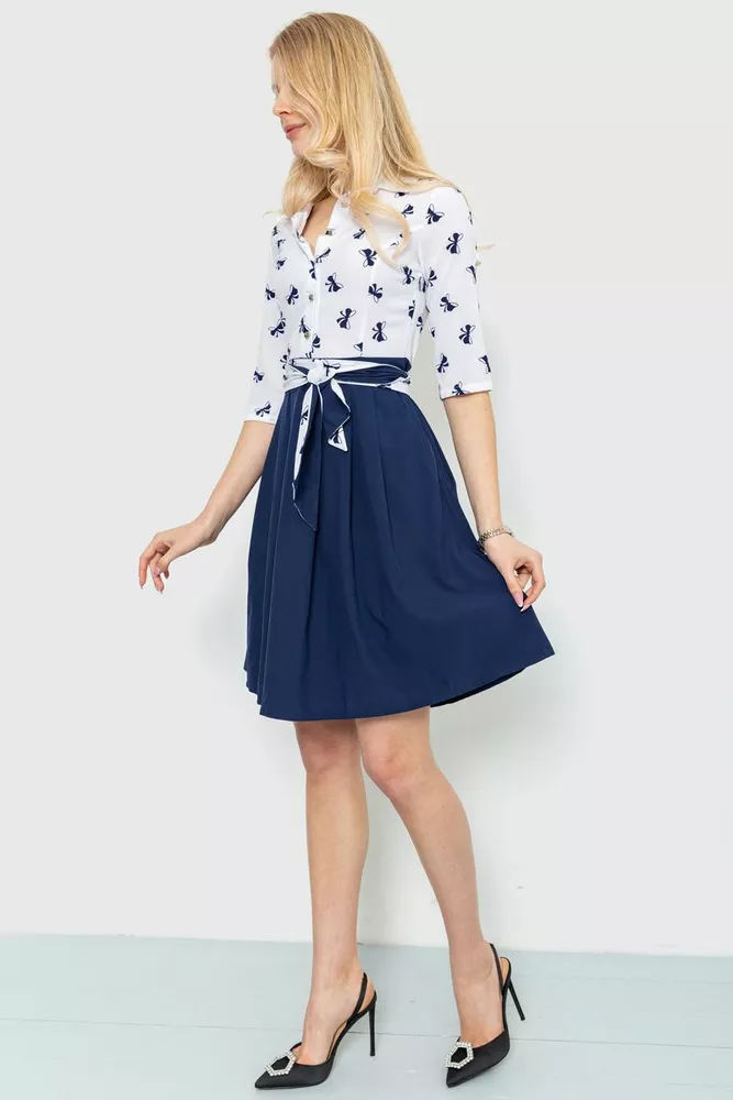 Купить Платье софт с принтом, цвет сине-белый, 230R79-1 - Фото №3