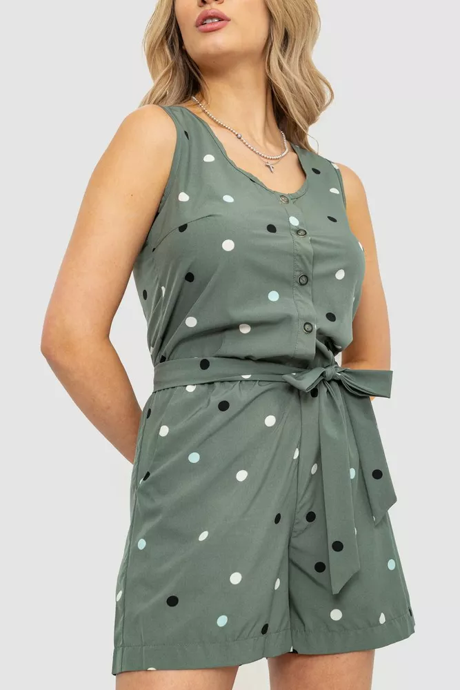 Купити Комбінезон жіночий у горох, колір хакі, 230R158-2 оптом - Фото №3