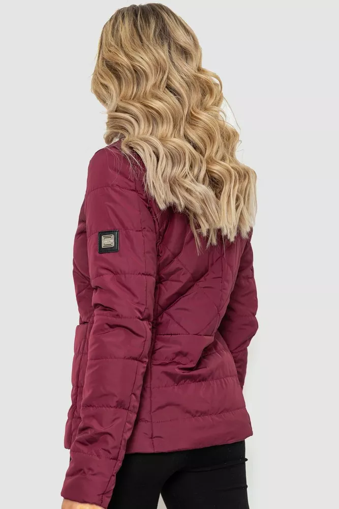 Купити Куртка жіноча демісезонна, колір бордовий, 244R1506 - Фото №4