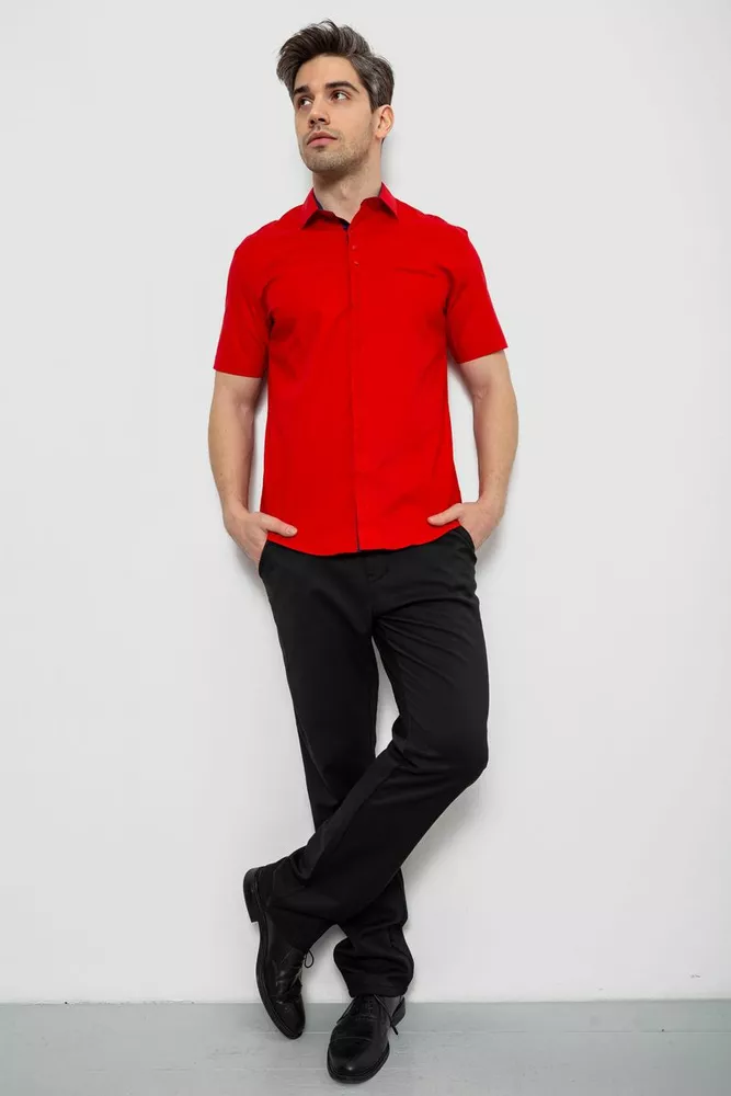 Купить Мужская рубашка однотонная, цвет красный, 186R7069 - Фото №2