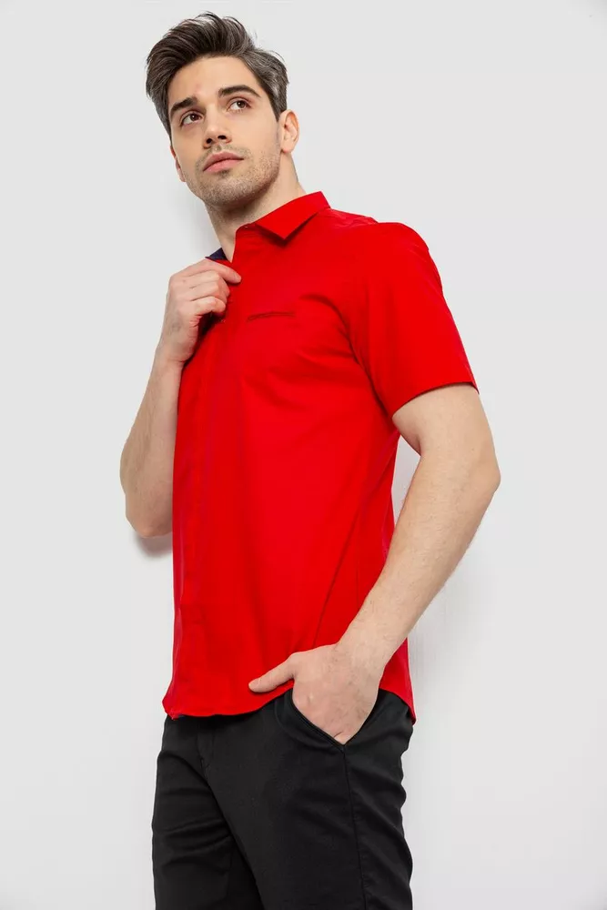 Купить Мужская рубашка однотонная, цвет красный, 186R7069 - Фото №3