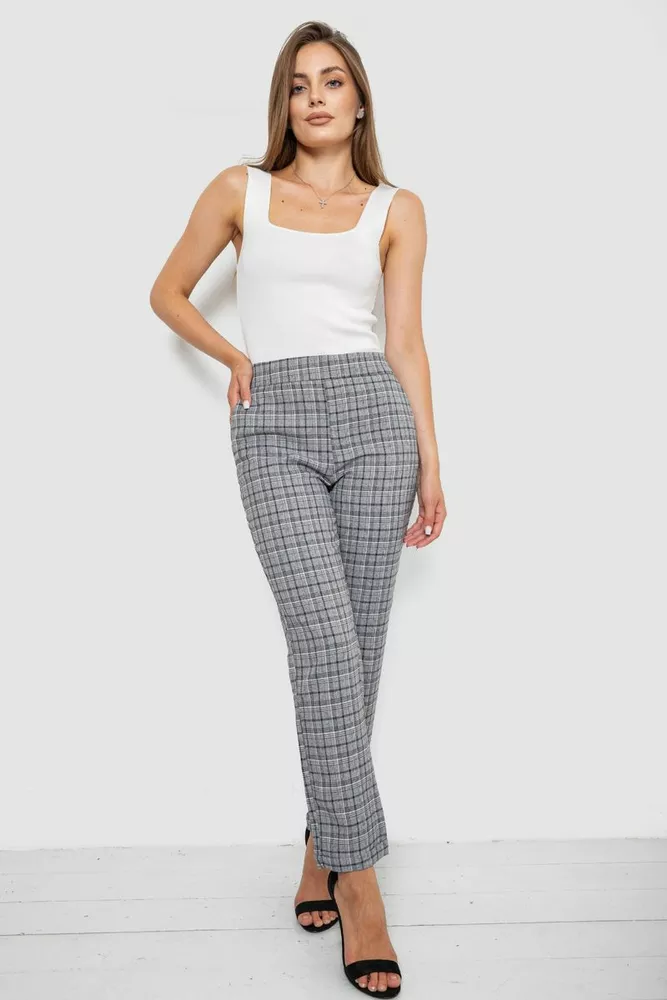Купить Штаны женские в клеточку  -уценка, цвет серый, 238RM94-U-2 - Фото №2