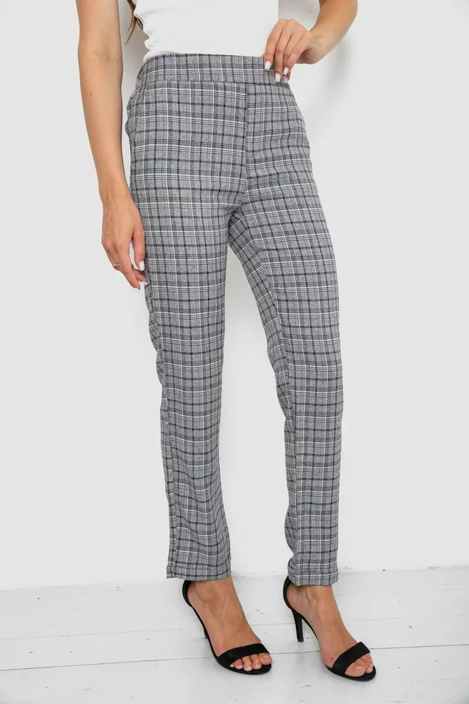Купить Штаны женские в клеточку  -уценка, цвет серый, 238RM94-U-2 - Фото №3