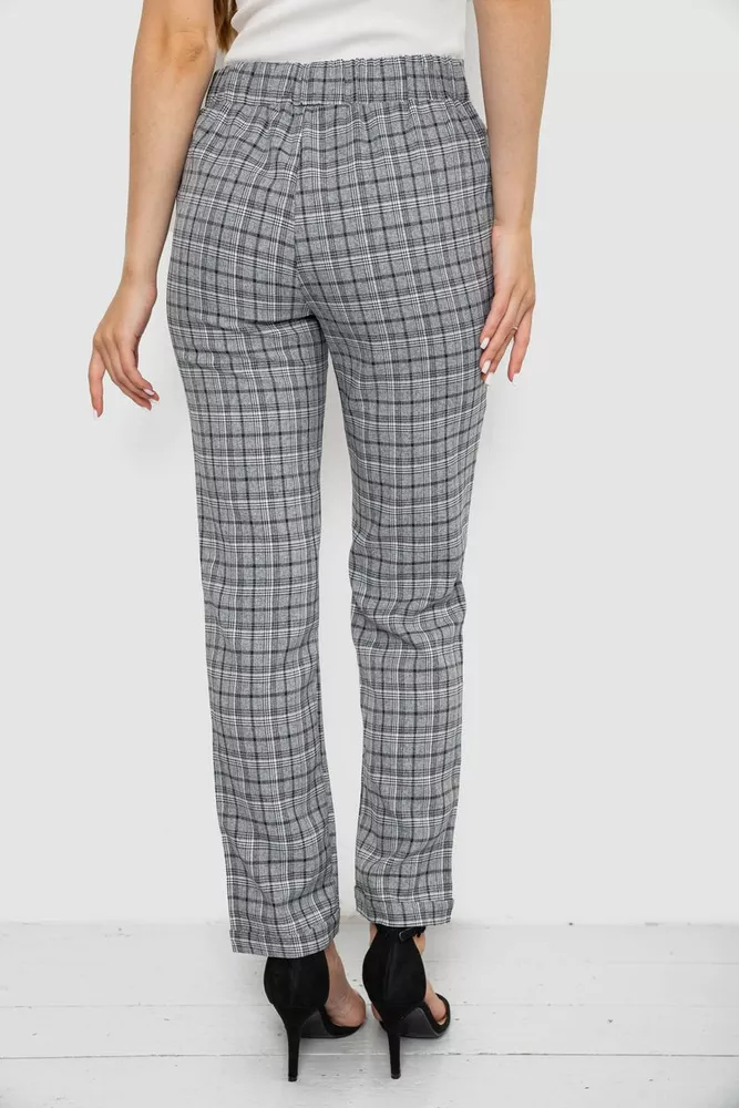 Купить Штаны женские в клеточку  -уценка, цвет серый, 238RM94-U-2 - Фото №4