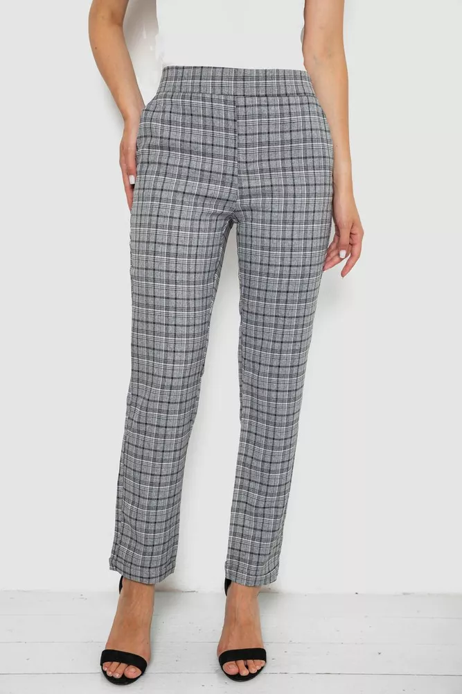 Купить Штаны женские в клеточку  -уценка, цвет серый, 238RM94-U-2 - Фото №1
