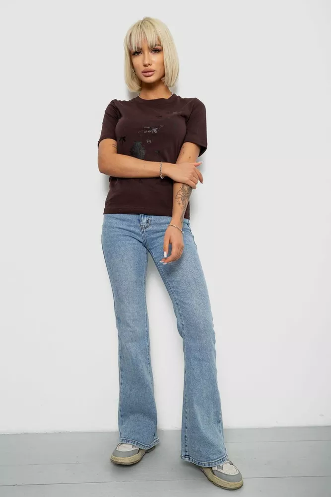 Купити Футболка жіноча з принтом, колір шоколадний, 241R1828 - Фото №2