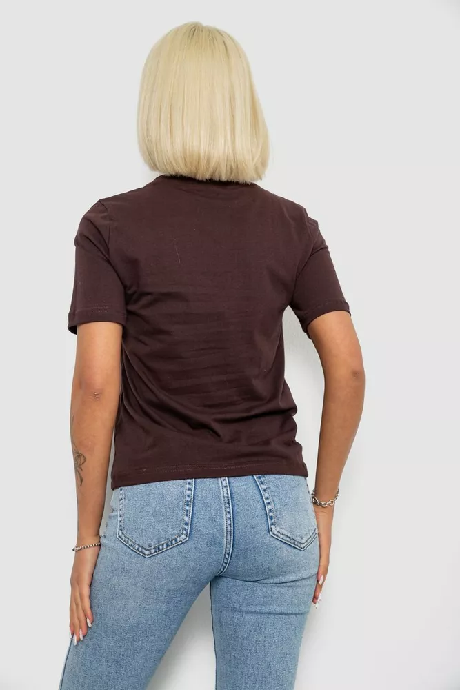 Купити Футболка жіноча з принтом, колір шоколадний, 241R1828 - Фото №4