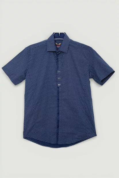 Рубашка мужская с принтом, цвет темно-синий, 214R7014