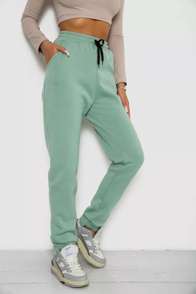 Купить Спортивные штаны женские на флисе  -уценка, цвет мятный, 238R57020-U-1 - Фото №3