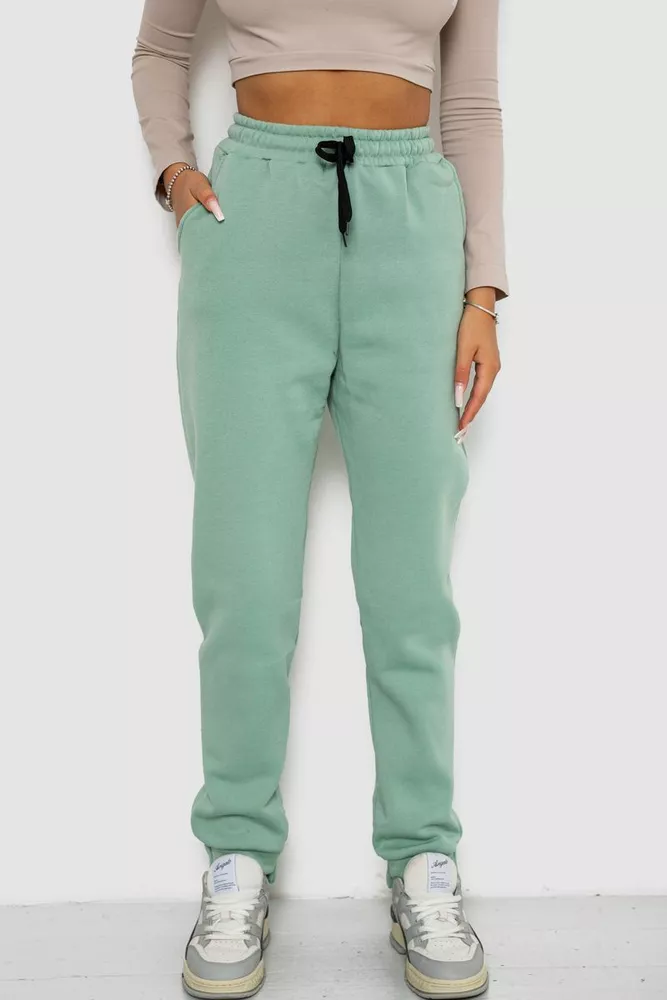 Купить Спортивные штаны женские на флисе  -уценка, цвет мятный, 238R57020-U-1 - Фото №1