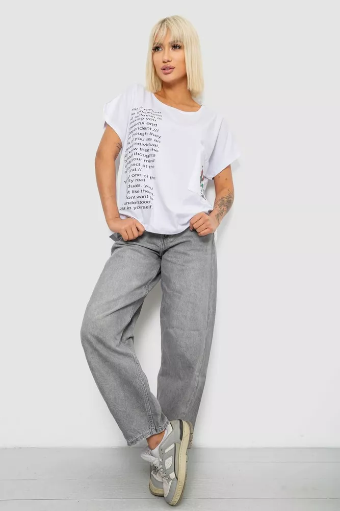 Купить Футболка женская с принтом, цвет белый, 244R2039 - Фото №2