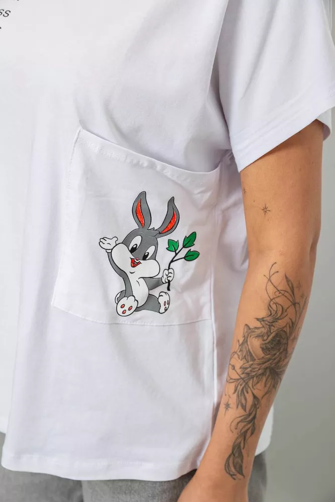 Купить Футболка женская с принтом, цвет белый, 244R2039 - Фото №5