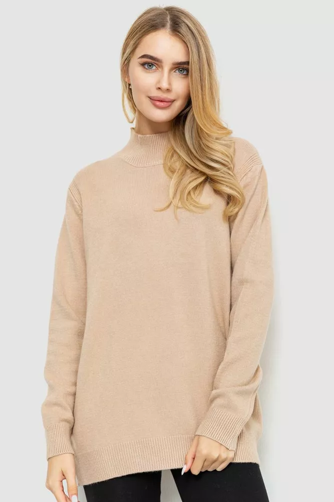 Купити Гольф жіночий вільного крою oversize, колір бежевий, 204R163 - Фото №1