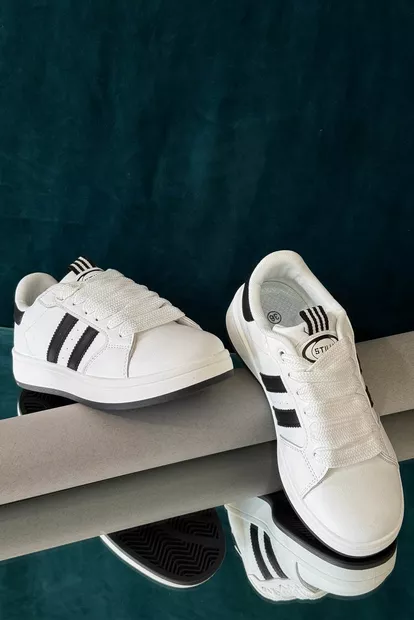 Кроссовки женские экокожа, цвет бело-черный, 248RJH300-10