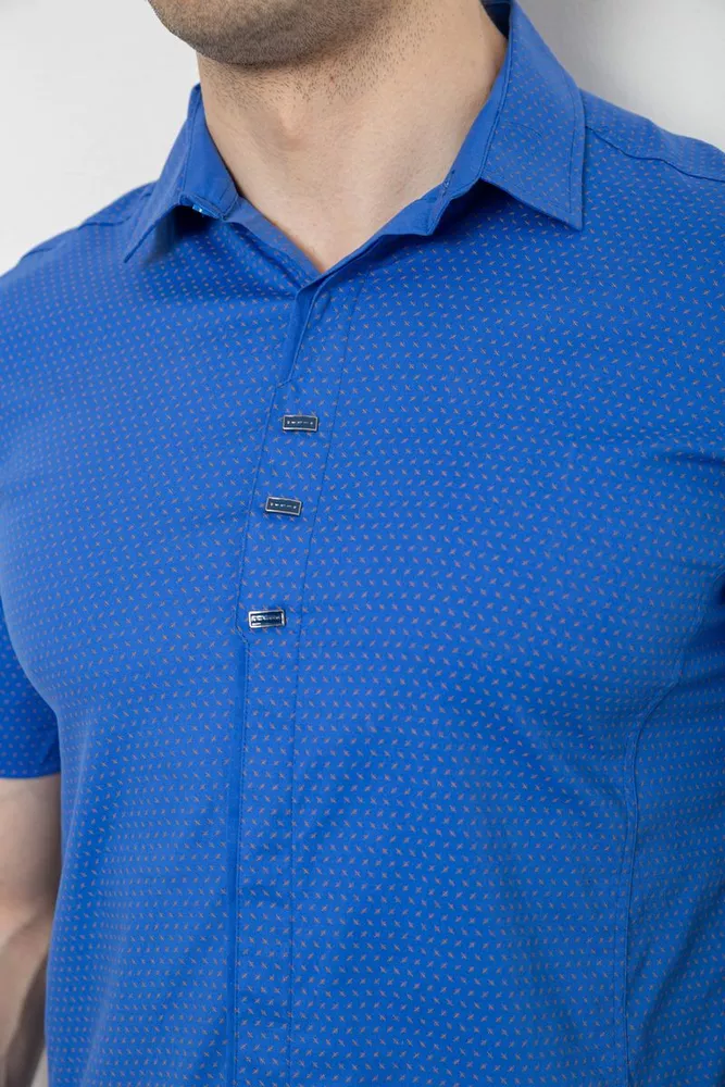 Купить Рубашка мужская с принтом, цвет голубой, 214R7014 - Фото №5