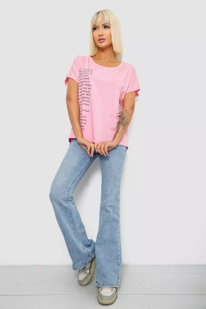 Купить Футболка женская с принтом, цвет розовый, 244R2039 - Фото №2