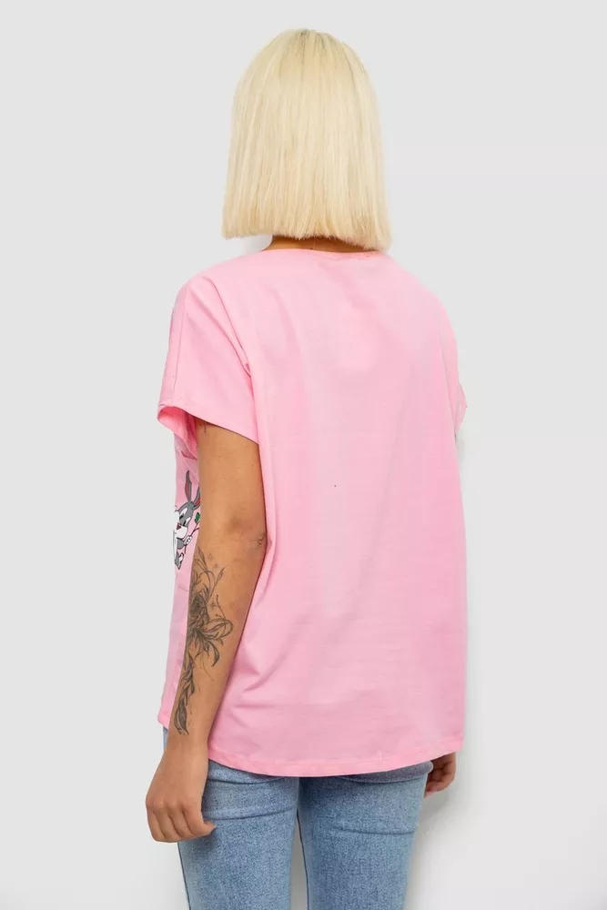 Купить Футболка женская с принтом, цвет розовый, 244R2039 - Фото №4