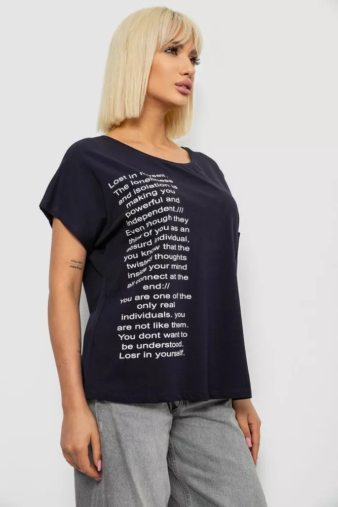 Купить Футболка женская с принтом, цвет синий, 244R2039 - Фото №3