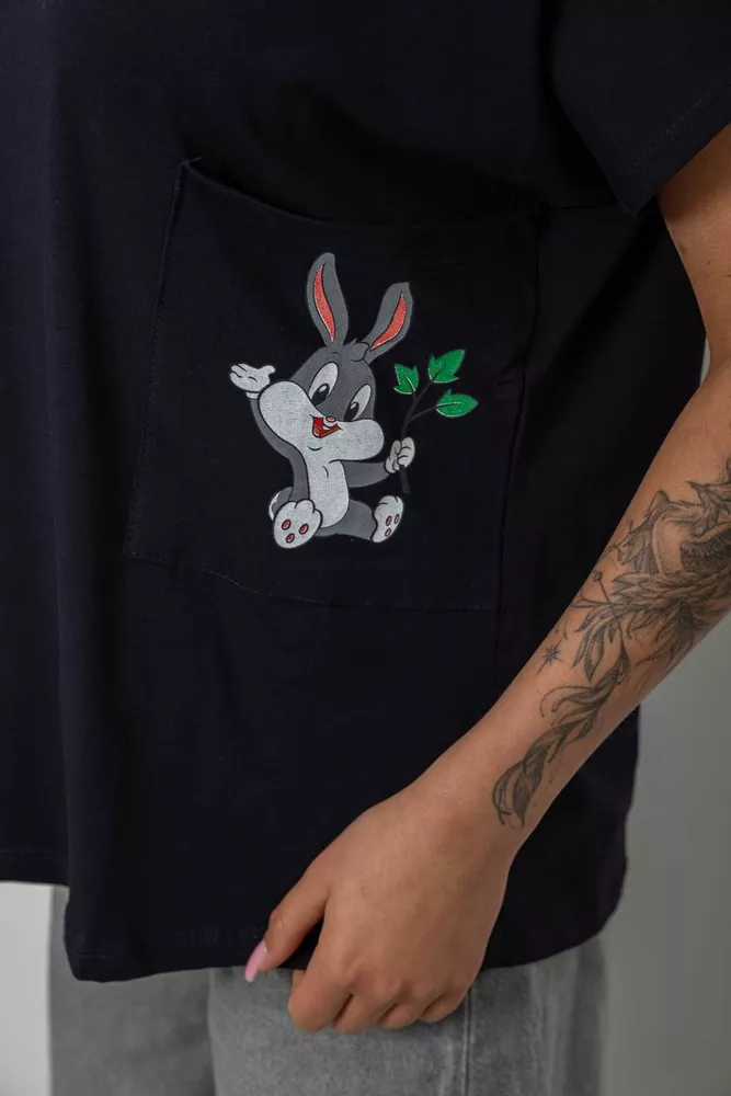 Купить Футболка женская с принтом, цвет синий, 244R2039 - Фото №5