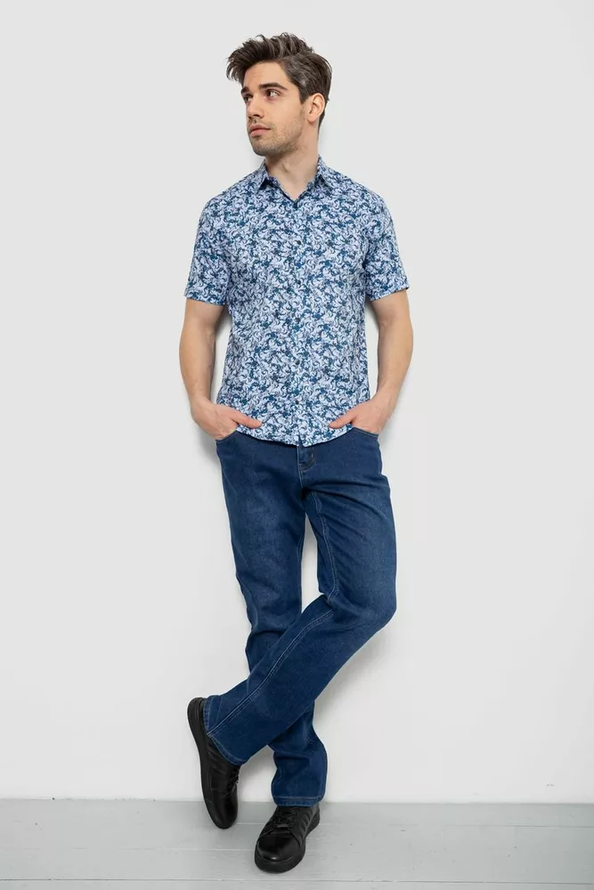 Купить Рубашка мужская с принтом, цвет синий, 214R7341 - Фото №2