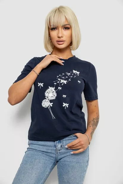 Футболка жіноча з принтом, колір синій, 241R1828