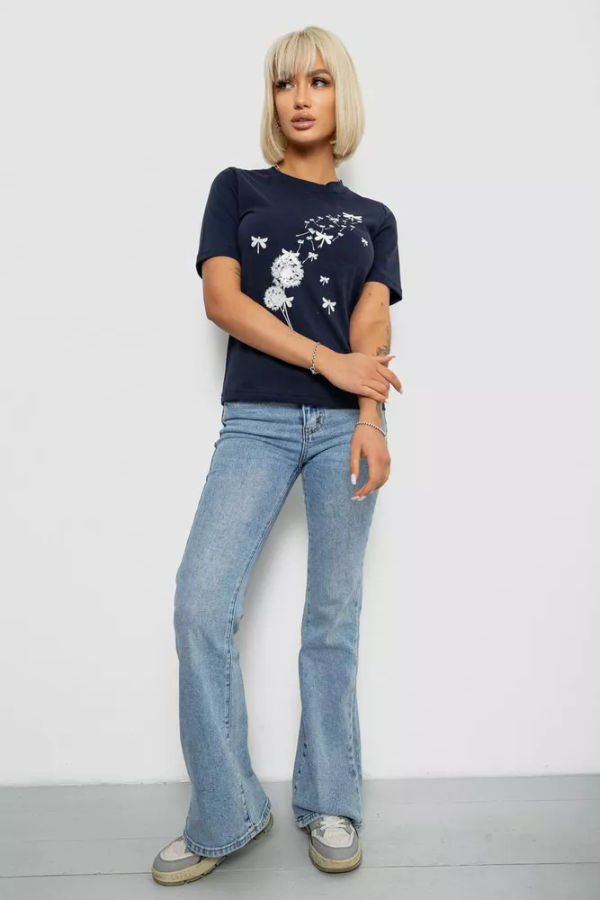 Купити Футболка жіноча з принтом, колір синій, 241R1828 - Фото №2