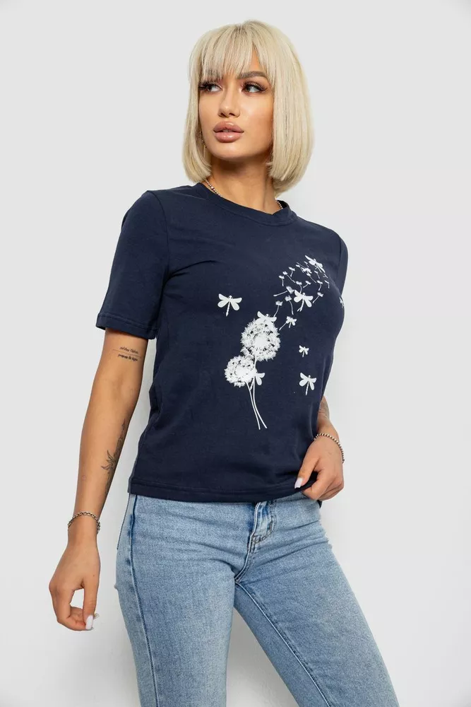 Купити Футболка жіноча з принтом, колір синій, 241R1828 - Фото №3