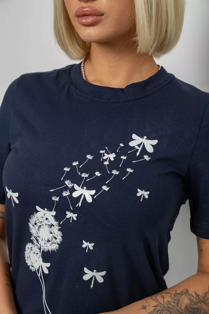 Купити Футболка жіноча з принтом, колір синій, 241R1828 - Фото №5