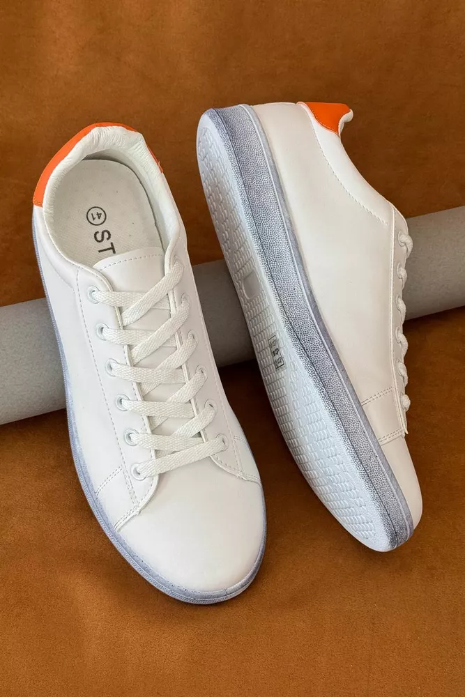 Купить Кеды мужские, цвет бело-оранжевый, 248RR233 - Фото №2