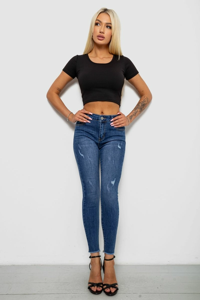 Купить Джинсы женские однотонные Skinny, цвет синий, 244RS5712 - Фото №2