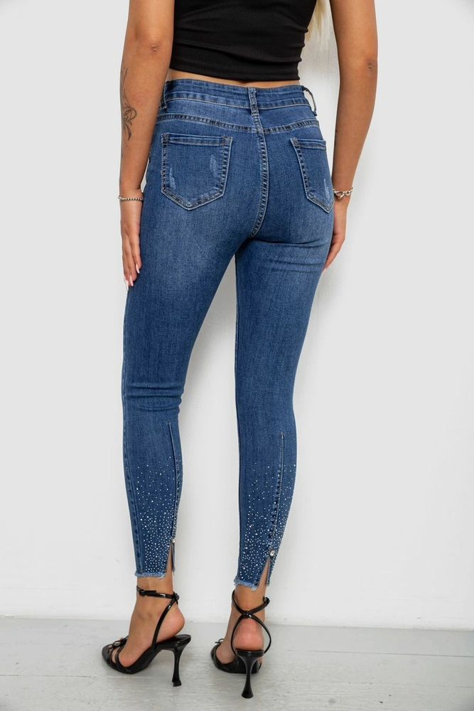Купить Джинсы женские однотонные Skinny, цвет синий, 244RS5712 - Фото №4