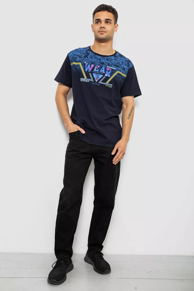 Купити Футболка чоловіча з принтом, колір синій, 244R17513 - Фото №2