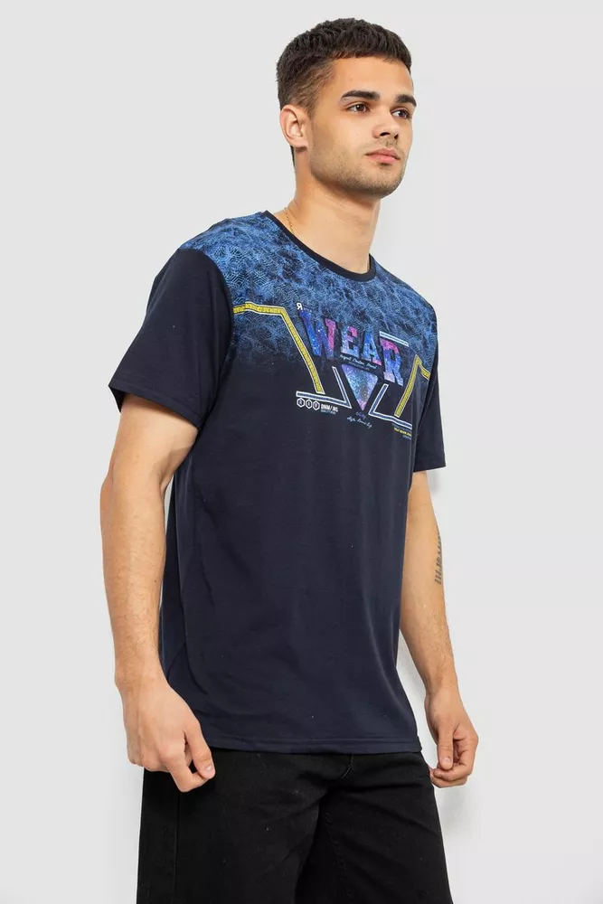 Купити Футболка чоловіча з принтом, колір синій, 244R17513 - Фото №3