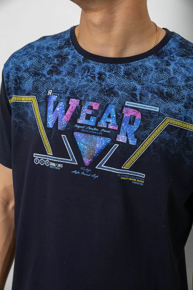 Купити Футболка чоловіча з принтом, колір синій, 244R17513 - Фото №5