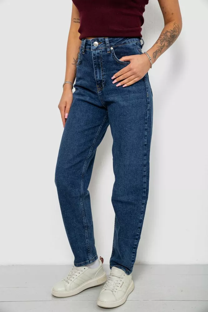 Купить Джинсы женские однотонные Slim Banana's, цвет синий, 244R9604 - Фото №3