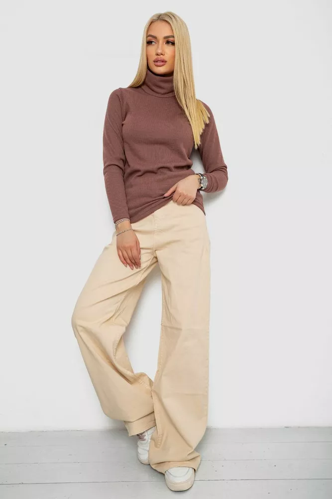 Купить Гольф женский на флисе в рубчик, цвет мокко, 238R329 - Фото №2