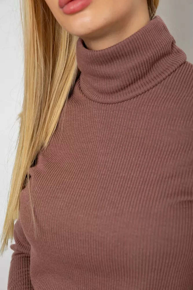 Купить Гольф женский на флисе в рубчик, цвет мокко, 238R329 - Фото №5