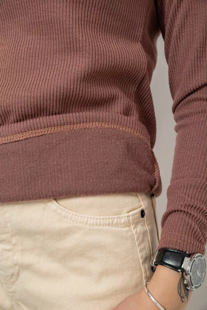 Купить Гольф женский на флисе в рубчик, цвет мокко, 238R329 - Фото №6