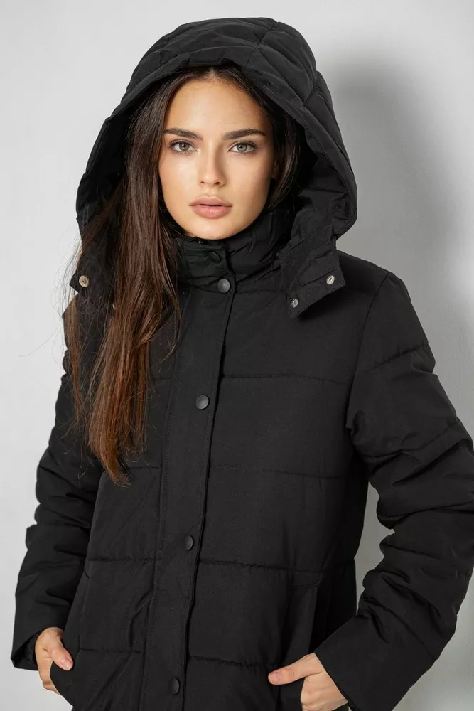 Купити Куртка жіноча подовжена батал  -уцінка, колір чорний, 207R006-1-U-4 - Фото №5